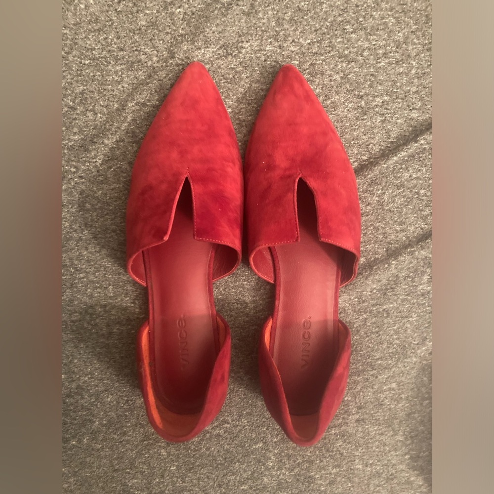 Vince Red Suede Darlington Flats